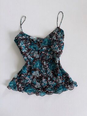 Vintage Y2K Floral Blue Brown Cami Top
Fairycore Slip Top